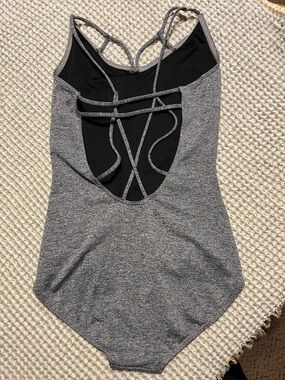 Capezio Grey Stretch Bodysuit with Strappy Back